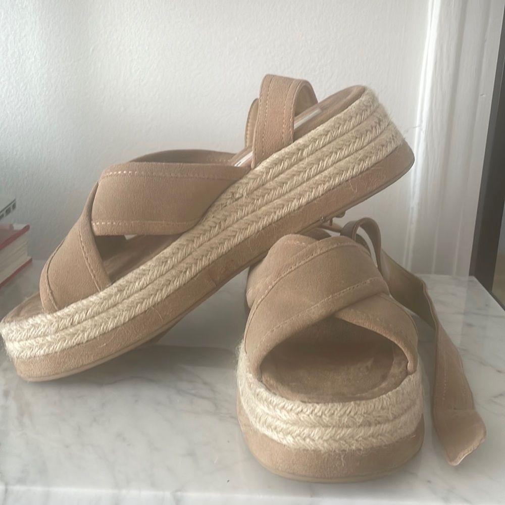 Zara espadrille buckle strap sandals - real suede